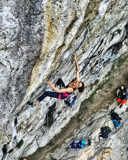 Francesca Medici climbs her first 8c at Covolo, Italy