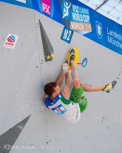 Michael Piccolruaz - Michael Piccolruaz competing in the Bouldering World Cup 2019 at Munich