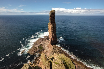 Old Man Of Hoy - The Old Man of Hoy, Orkney Islands, Scotland. First ascended in 1966 by Chris Bonington, Tom Patey and Rusty Baillie, the 137m high red sandstone tower is one of the tallest stacks in Britain and over time it has come come to symbolise British rock climbing.  