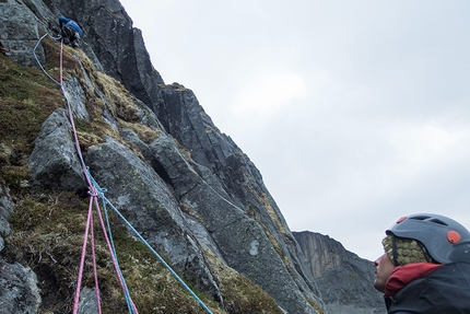 Lofoten Norway - The Human Timeline, East Face of Stamprevtinden South Peak, Lofoten Islands, Norway (Bernat Bilarrassa, Gerber Cucurell, Jordi Esteve 25/05/2019)
