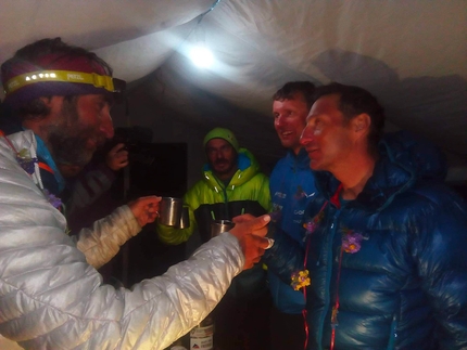 Cala Cimenti - Cala Cimenti at base camp, celebrating after having reached the summit of Nanga Parbat