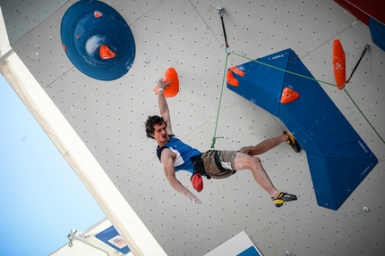 Lead Climbing World Cup 201 - Adam Ondra resting somehow in the Semifinal, Lead World Cup 2019 at Chamonix