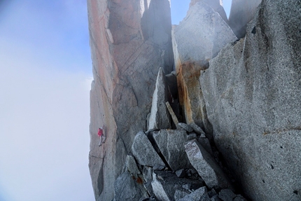 Lucie Hrozová - Lucie Hrozová climbing Digital Crack above the Arête des Cosmiques in the Mont Blanc massif.