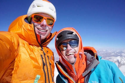 Koyo Zom, Tom Livingstone, Ally Swinton - Tom Livingstone and Ally Swinton on the summit of Koyo Zom in Pakistan after having successfully completed the first ascent of west face