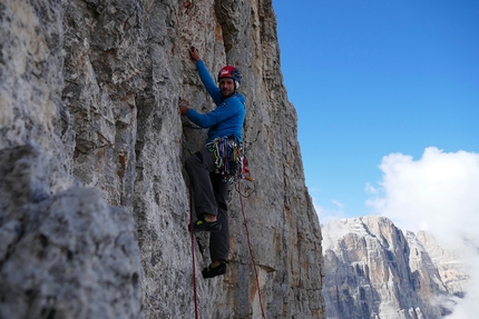 New Campanile Basso rock climb in Brenta Dolomites