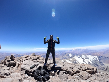 Martin Zhor Aconcagua - Martin Zhor on the summit of Aconcagua on 27 December 2019 after his record ascent in 3:38:17 starting from the Plaza de Mulas base camp