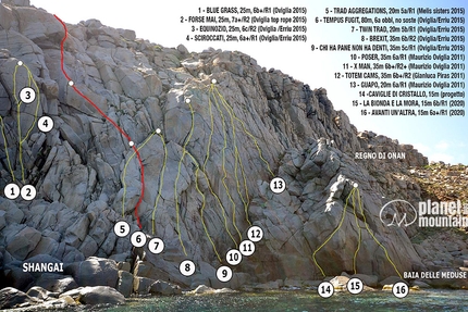 Capo Pecora Sardegna, arrampicata trad - Arrampicata trad a Capo Pecora Sardegna: il settore Shangai