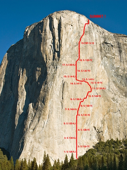 Mescalito - The line of Mescalito, El Capitan, Yosemite