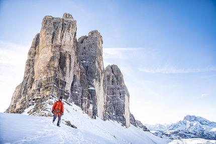 Simon Gietl - Simon Gietl descending after his solo winter enchainment of the Tre Cime di Lavaredo, Dolomites