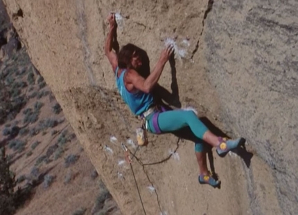 Heinz Mariacher - Heinz Mariacher climbing Rude Boys (8b/5.13c) at Smith Rock, Oregon, USA in 1987