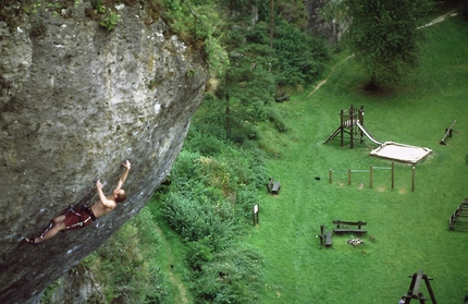 Iker Pou - Iker Pou climbing Stone Love 8b+ put up by Jerry Moffatt at Eldorado, Frankenjura, Germany in 2000.