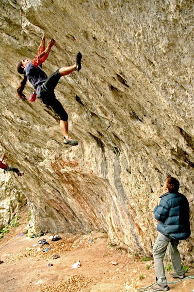 Rock climbing in Romania - Rock climbing in Romania: Ionut Manzatu on Tanar si Liber, 7a+, Valea Pelesului