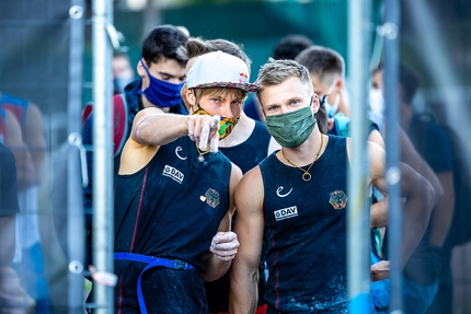Briançon Coppa del Mondo Lead 2020 - Alexander Megos e Christoph Hanke a Briançon durante la Coppa del Mondo Lead 2020, la prima e probabilmente unica tappa di questa stagione causa coronavirus