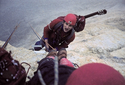 Kurt Albert - Kurt Albert climbing Via Italia up Piz Ciavazes in the Dolomites in 1975