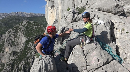 Paklenica climbing Croatia - Boris Cujic and Ivica Matkovic making the first ascent of Besmrtnici up Anića kuk in Paklenica, Croatia