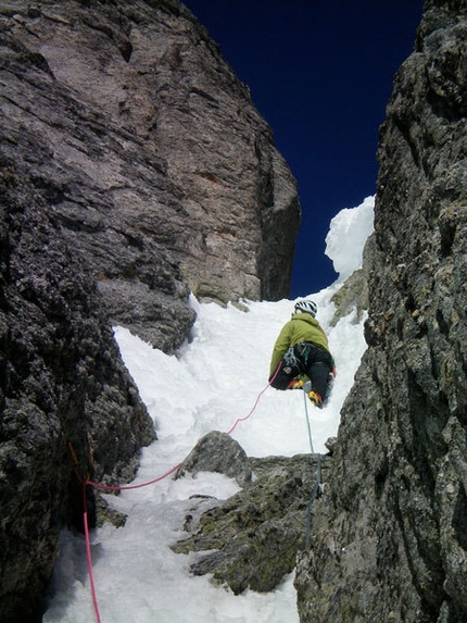 Ice climbing Val Masino - Goulotte Santanna, the final section