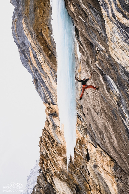 Jeff Mercier, Breitwangflue, Kandersteg - Jeff Mercier making the first onsight ascent of Narsil at Breitwangflue, Kandersteg, Swtizerland, shortly after the first ascent carried out by Simon Chatelan and Nicolas Jaquet in January 2021