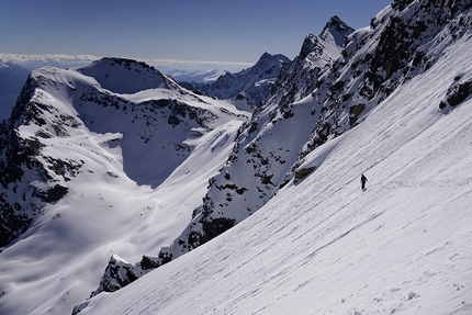 Tschenglser Hochwand North Face skied in Ortler range by Florian Cappello, Roland Striker
