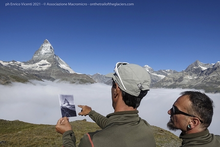 Sulle tracce dei ghiacciai, Fabiano Ventura - Massiccio del Monte Rosa e Cervino (Zermatt): ripetizione di un'immagine storica del 1887 di Vittorio Sella del ghiacciaio del Furggen, nel Massiccio del Monte Rosa.