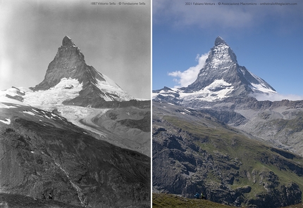 Sulle tracce dei ghiacciai, Fabiano Ventura - Massiccio del Monte Rosa e Cervino (Zermatt): ripetizione di un'immagine storica del 1887 di Vittorio Sella del ghiacciaio del Furggen, nel Massiccio del Monte Rosa.