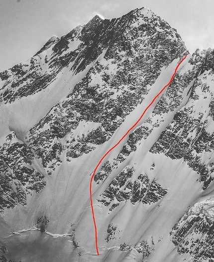 Cerro Lomo Larga, first ski descent of south face by Raimundo De Andraca, Antonio Eguiguren