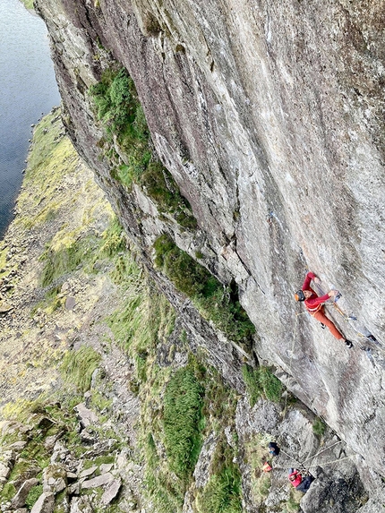 Steve McClure, Lexicon - Steve McClure making the second ascent of Lexicon, the E11 trad climb at Pavey Ark in England