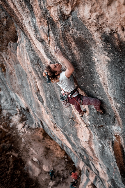 Claudia Ghisolfi climbs Noia at Andonno, Italy’s first 8c+