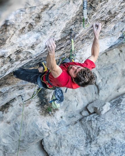 Stefano Ghisolfi frees The Lonely Mountain, another 9b at Arco, Italy
