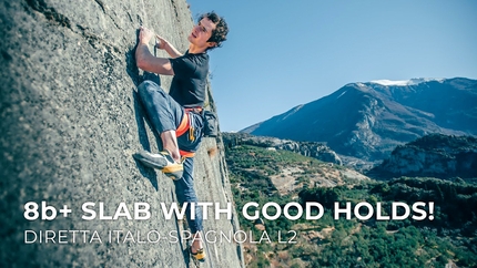 Watch Adam Ondra climbing 8b+ slab at Bus de La Stria, Arco, Italy