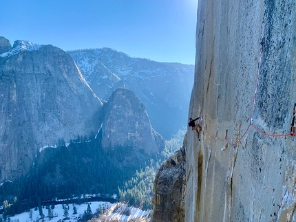 Sébastien Berthe, Dawn Wall, El Capitan, Yosemite - Seb Berthe attempting the Dawn Wall on El Capitan, Yosemite, spring 2022