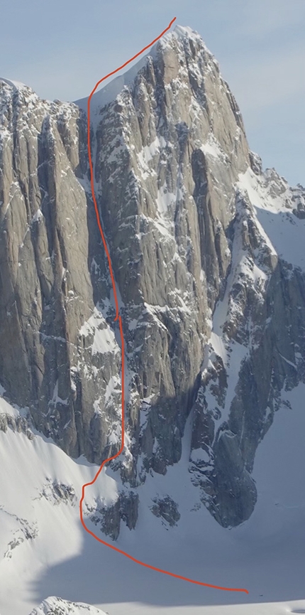 Moose's Tooth, Alaska,  Benjamin Lieber - Ham & Eggs Couloir and the summit ridge of Moose's Tooth in Alaska. Shot from a bush plane by Austin Schmitz in early April 2022