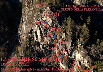 Val Rendena, Parco Naturale Adamello Brenta, Marco Maganzini - Lo schizzo di La Cuspide Scarlatta (Val Rendena)
