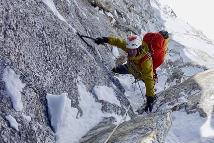 Jugal Spire, Nepal, Paul Ramsden, Tim Miller, The Phantom Line  - Paul Ramsden and Tim Miller making the first ascent of The Phantom Line on the north face of Jugal Spire, Nepal 