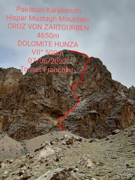 Karakorum, Pakistan, Philipp Brugger, Tomas Franchini, Lukas Waldner - Croz von Zartgurben (4650m) climbed by Tomas Franchini on 07/06/2022