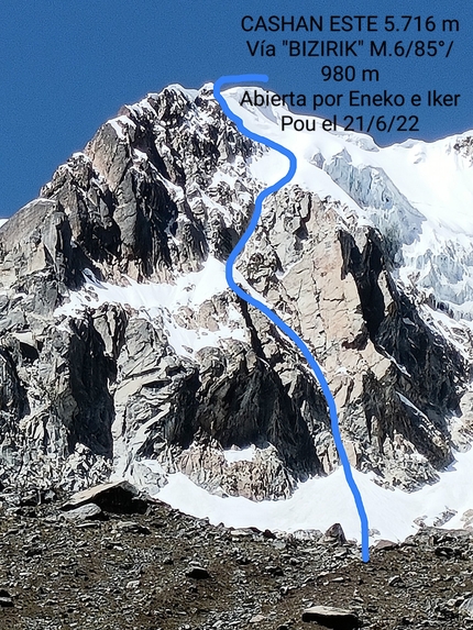 Cashan, Peru, Iker Pou, Eneko Pou - Iker Pou and Eneko Pou making the first ascent of Bizirik on the North Face of Cashan (5716m) in Peru.