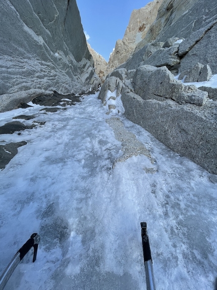 Colin Haley, Supercanaleta, Fitz Roy, Patagonia - Colin Haley making the first winter solo of Supercanaleta on Fitz Roy in Patagonia, September 2022