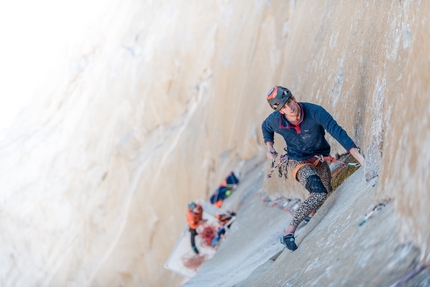 Siebe Vanhee, Dawn Wall, El Capitan, Yosemite - Sébastien Berthe attempting the Dawn Wall on El Capitan in Yosemite, January 2022