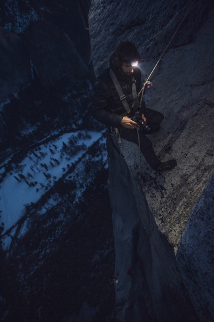 Siebe Vanhee, Dawn Wall, El Capitan, Yosemite - Siebe Vanhee attempting the Dawn Wall on El Capitan in Yosemite, January 2022