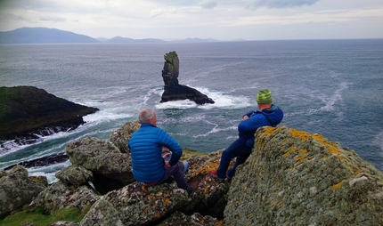 Mick Fowler and Chris Harle climb Devil’s Castle sea stack in Ireland