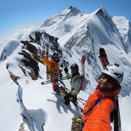Dürrenhorn SW Face skied by Michael Arnold, Vivian Bruchez, Tom Lafaille