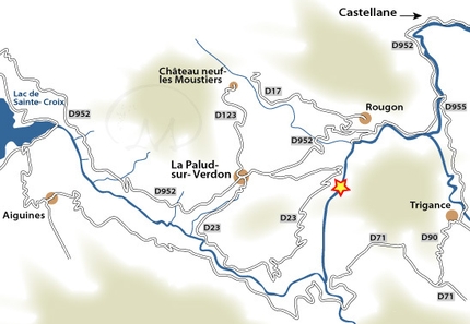 Gorges du Verdon - La mappa d'accesso alle Gorges du Verdon.
