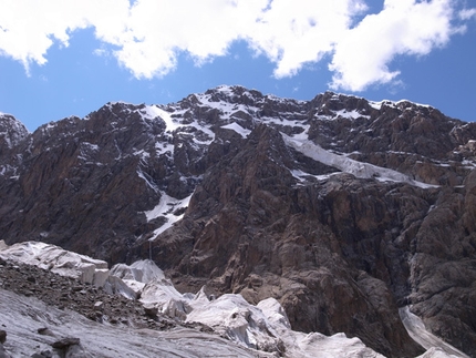 Kirghizistan - la parete est, alta 1500m, della inviolata cima Pt 5318