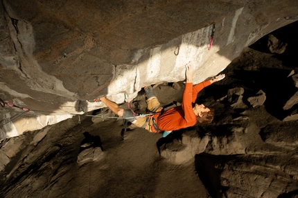 Seb Bouin climbs Move Hard (9b) at Flatanger in Norway