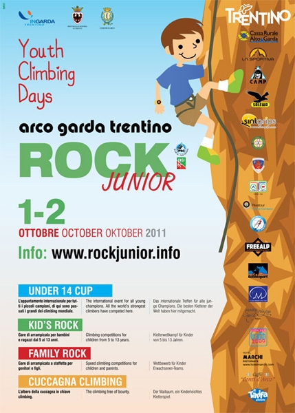 Rock Junior 2011 - Il Rock Junior - European Youth Climbing Days, il più grande festival mondiale dedicato a tutti i giovanissimi dai 5 ai 13 anni si terrà sabato 1 e domenica 2 ottobre 2011 ad Arco, Lago di Garda.