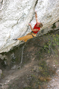 Kilian Fischhuber climbing Action Directe Hermann Eber