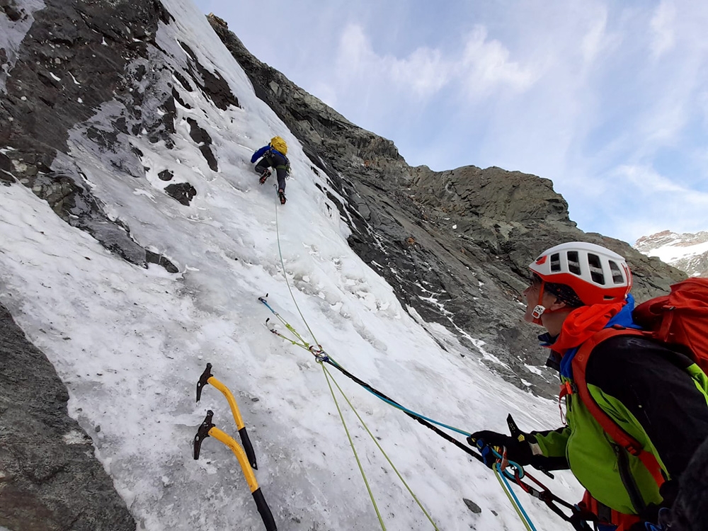 Couloir Nord-Est (Via Grassi-Sobrà) Rocce Russelle, Pian della Mussa