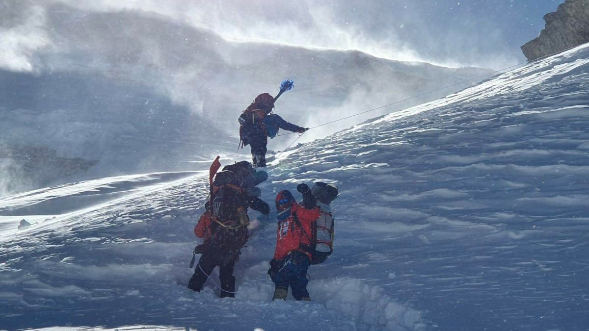 Ferrino Ambassador Alex Txikon on the summit of Manaslu in winter