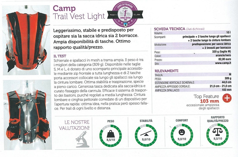 Imbattibile Trail Vest Light: per la rivista Ski-alper è il miglior zaino da skyrunning!