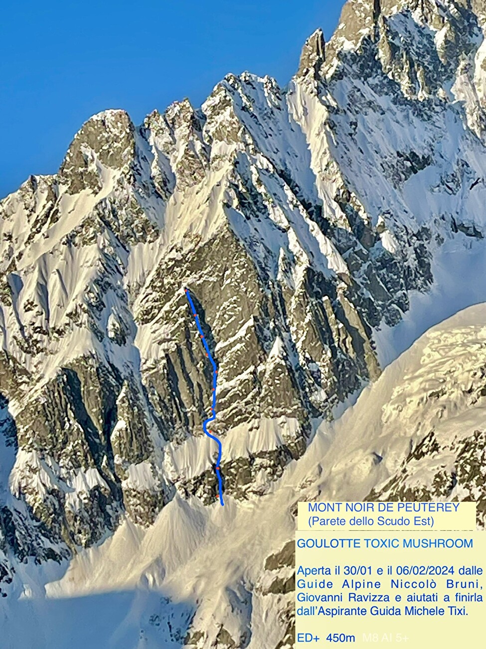 Mont Noir de Peutérey, Monte Bianco, Niccolò Bruni, Giovanni Ravizza, Michele Tixi