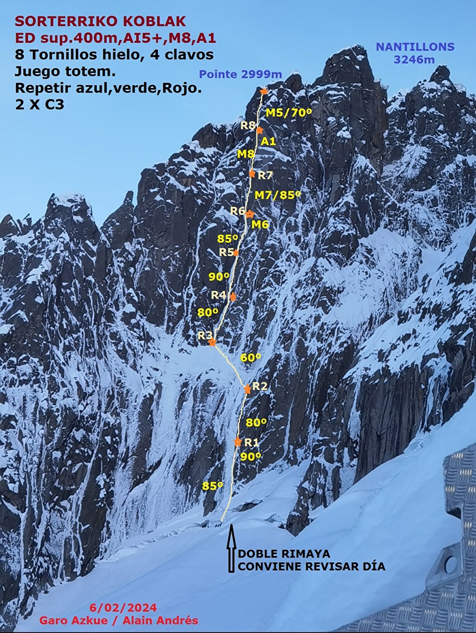 Pointe de Nantillons, Monte Bianco, Alain Andrés, Garo Azkue